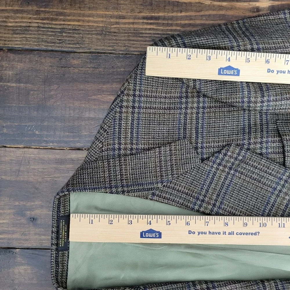 Oscar De La Renta‎ Men's Sport Coat Blazer Two Button Olive Tweed Plaid Wool 44R